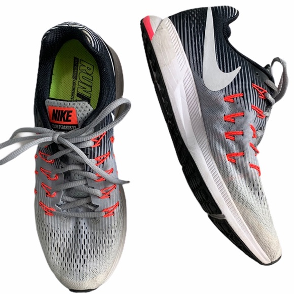 Nike Shoes - Nike Zoom Pegasus gray with neon orange accents